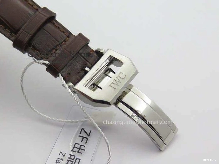 MIROTIME 0126 ModernLook Portuguese IW371445 ZF 1:1 Best Edition SS White Dial Gold Markers On Brown Leather Strap A79350 V 7269